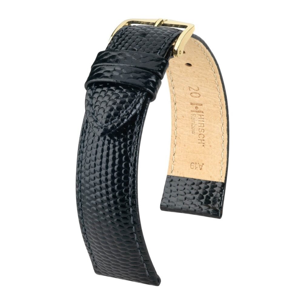 Hirsch Rainbow Black Lizard Embossed Watch Band