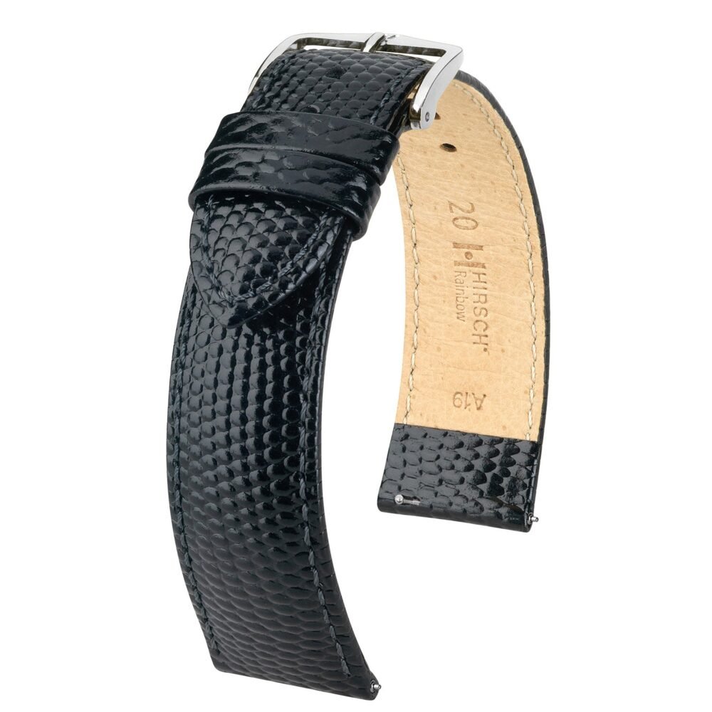 Hirsch Rainbow Black Lizard Embossed Watch Band