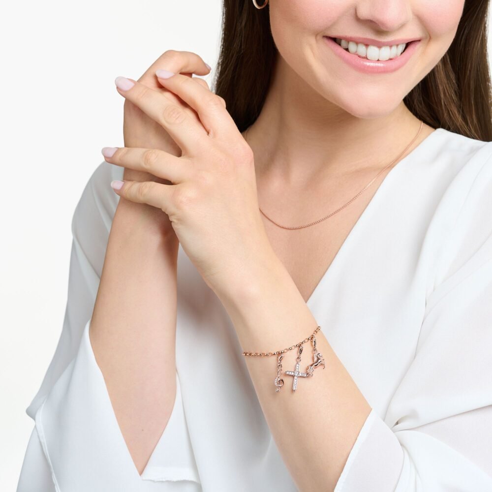 THOMAS SABO Charm pendant cross with white stones rose gold - Image 3