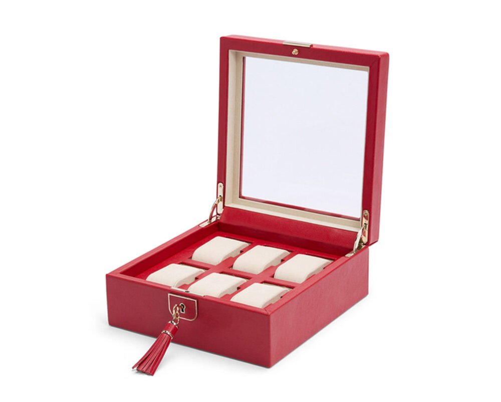 Wolf Palermo 6 Piece Watch Box Red - Image 3