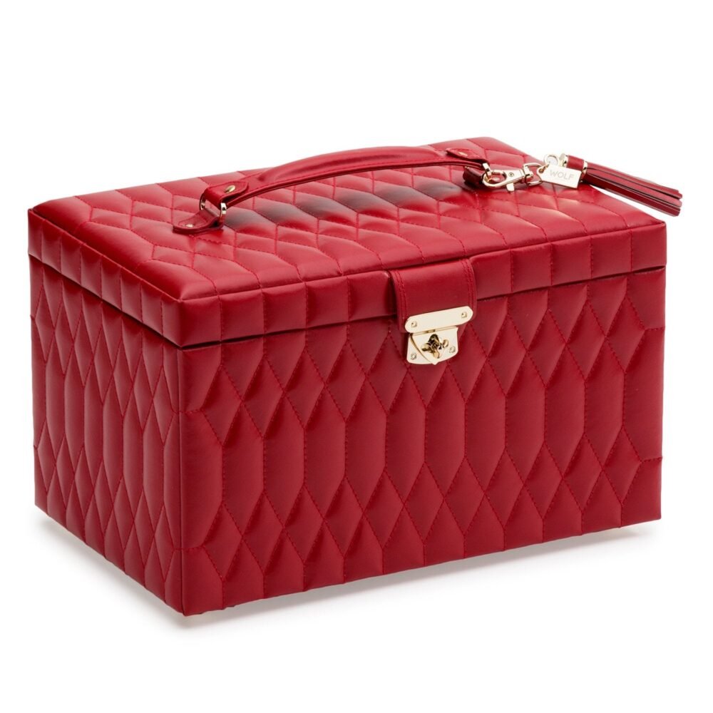 Wolf Caroline Large Jewellery Case Red - Image 2
