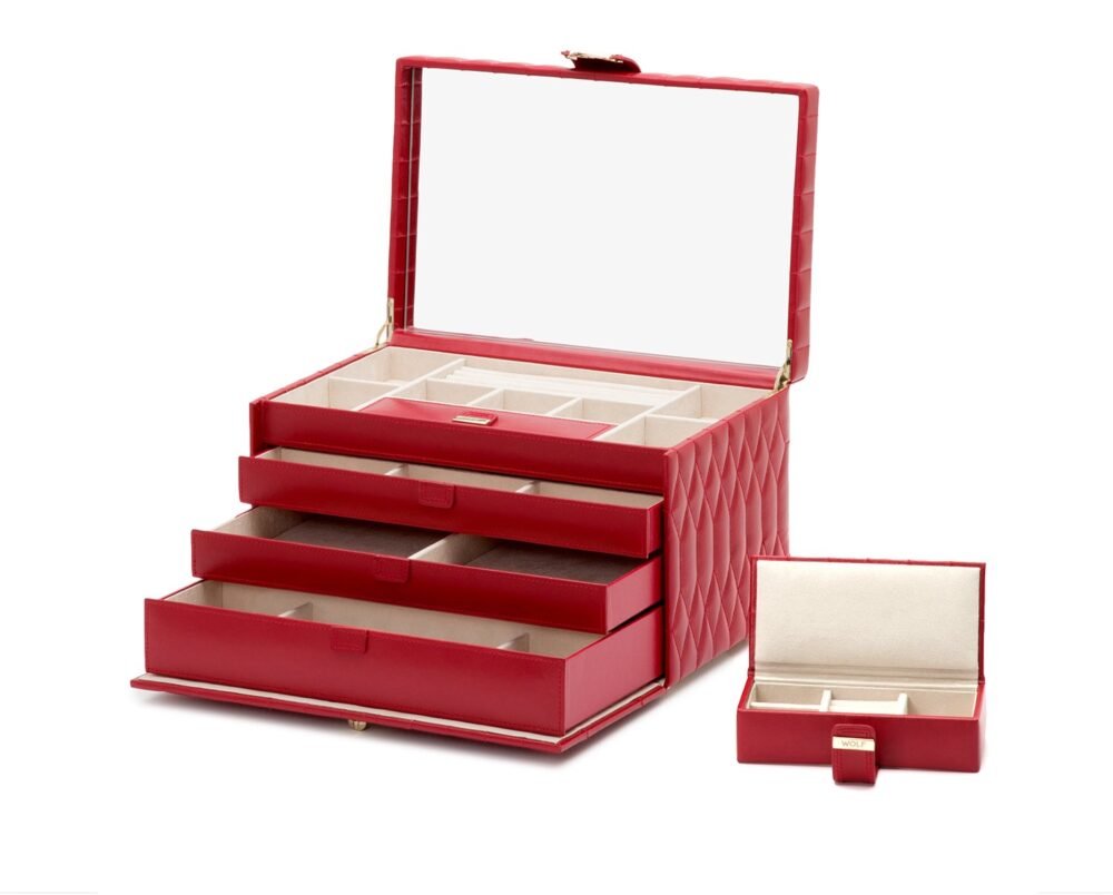 Wolf Caroline Large Jewellery Case Red - Image 3