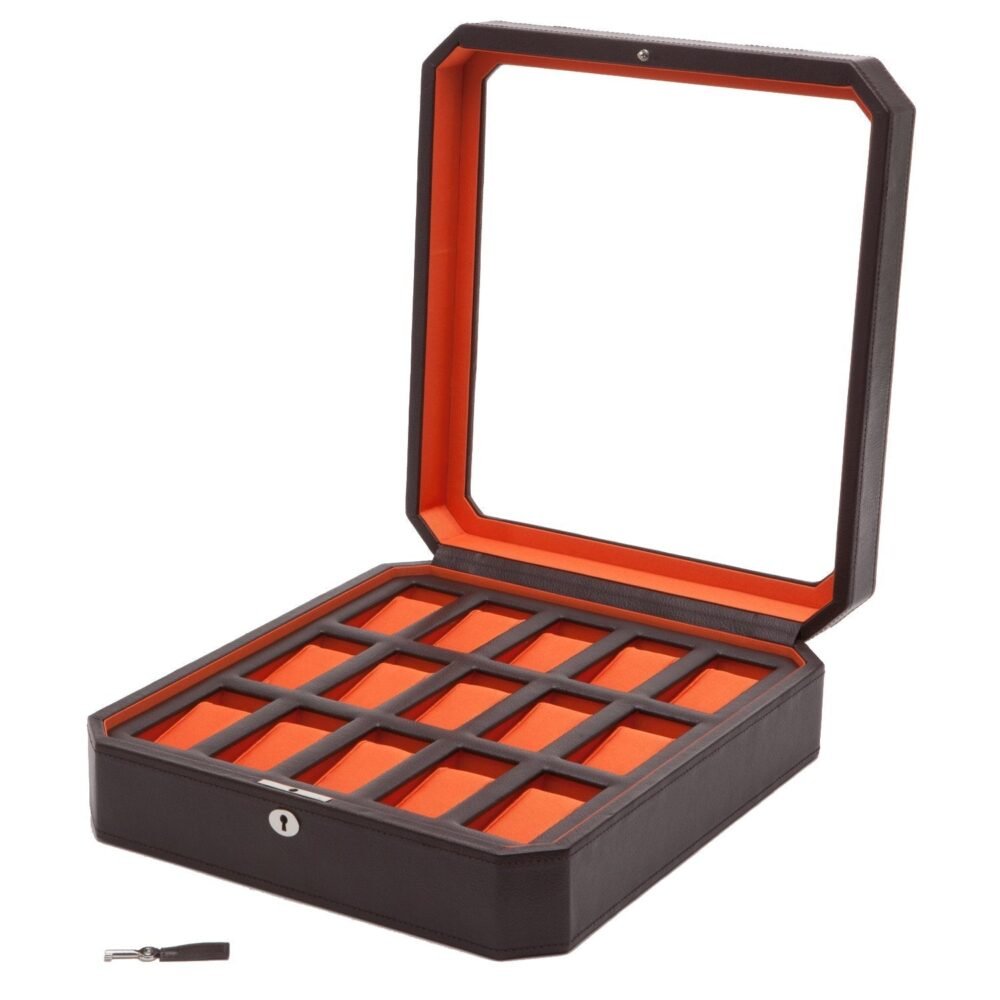 Wolf Windsor 15 Pc Watch Box Brown/Orange - Image 2