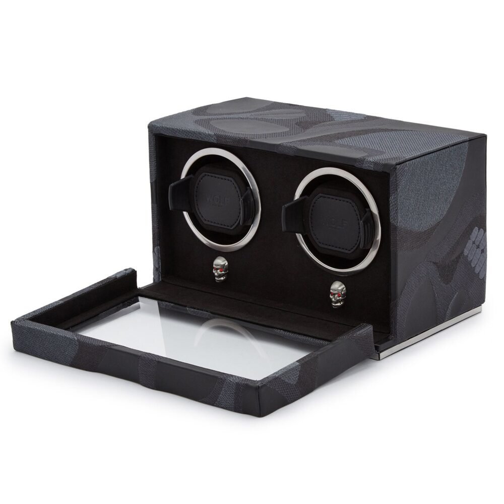 Wolf Memento Mori Double Cub Watch Winder Black - Image 3