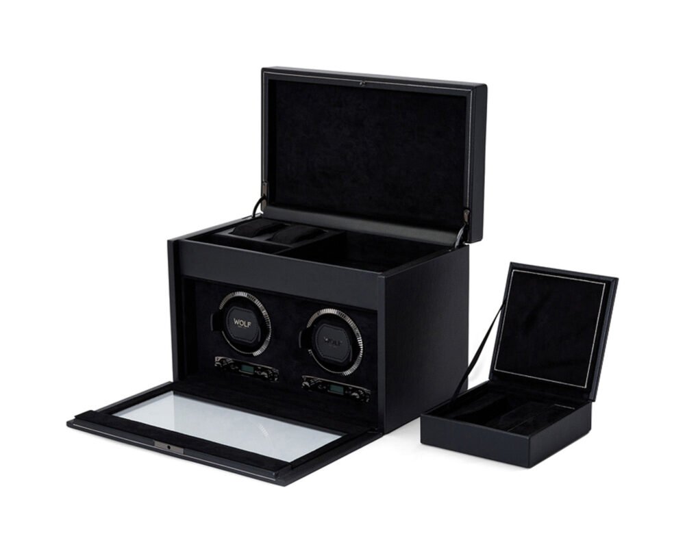 Wolf British Racing Double Watch Winder with Storage Black - Image 2