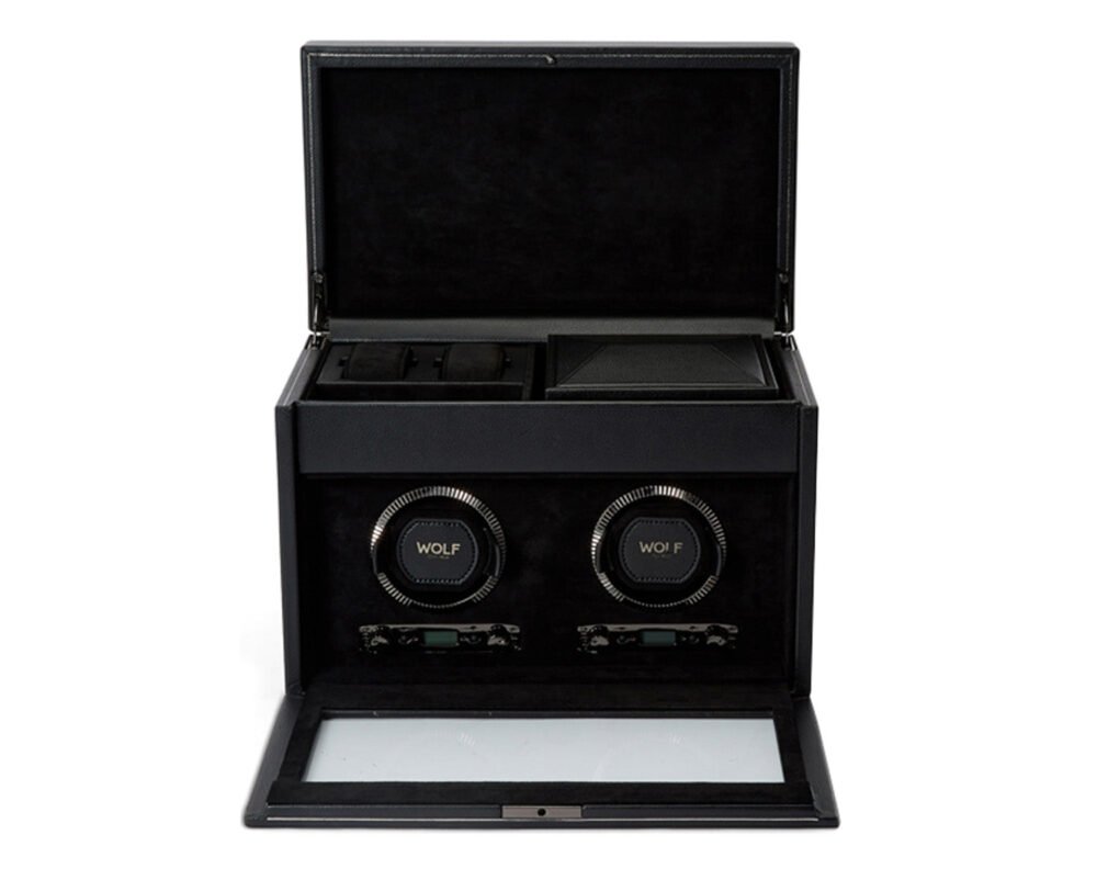 Wolf British Racing Double Watch Winder with Storage Black - Image 3