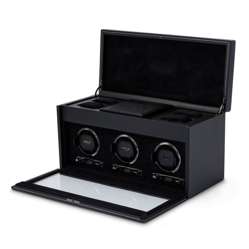 Wolf British Racing Triple Watch Winder with Storage Black - Image 4