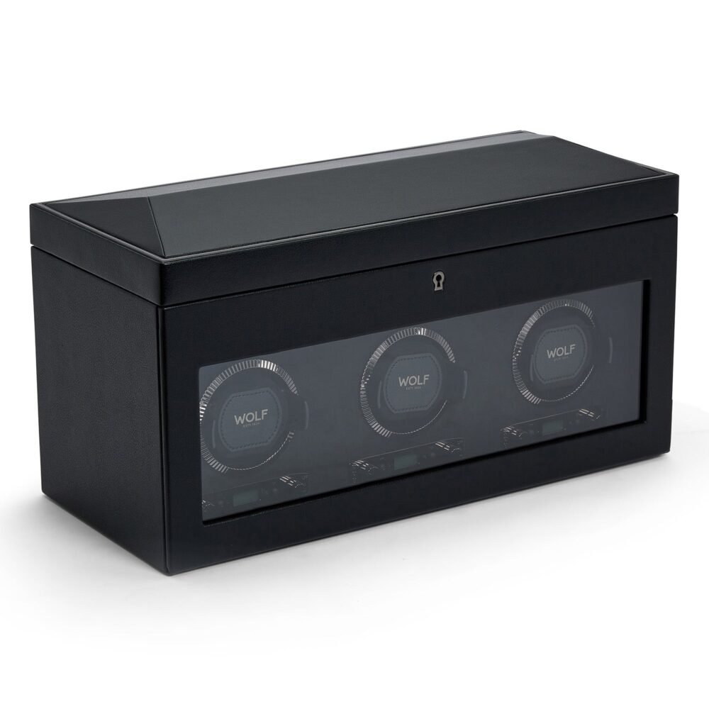 Wolf British Racing Triple Watch Winder with Storage Black - Image 3