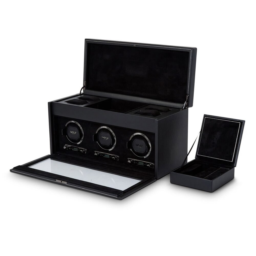 Wolf British Racing Triple Watch Winder with Storage Black - Image 5