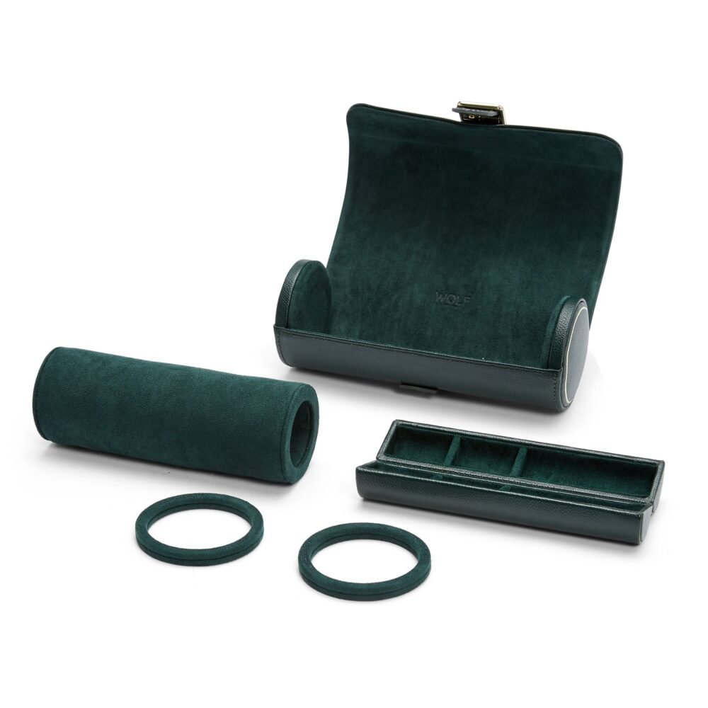 Wolf British Racing Green Triple Watch Roll - Image 2