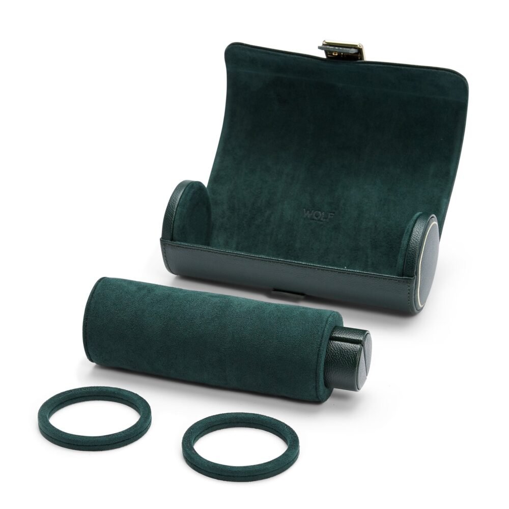Wolf British Racing Green Triple Watch Roll - Image 3