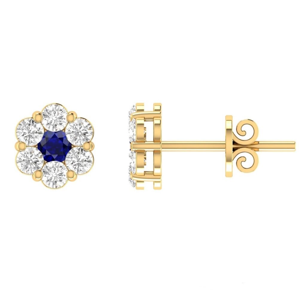Sapphire Diamond Stud Earrings with 0.80ct Diamonds in 9K Yellow Gold - 9YRE100GHS