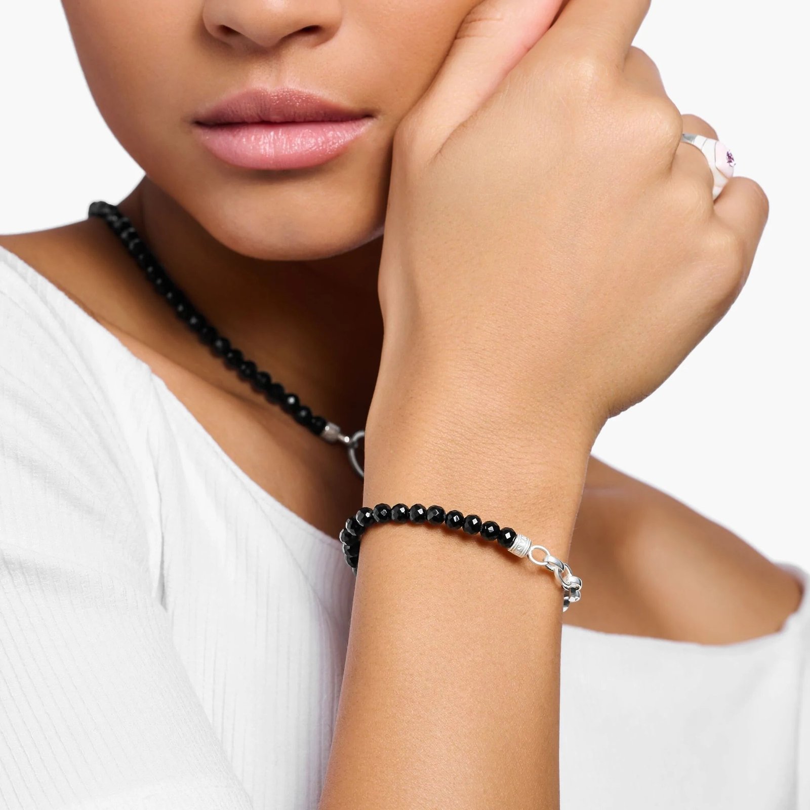 THOMAS SABO Link Chain Onyx Bead Bracelet - Image 2