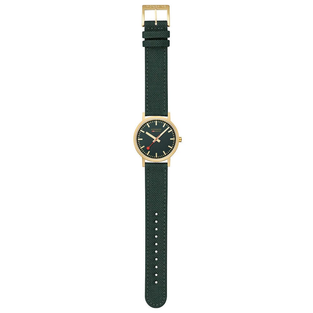 Mondaine Official Swiss Railways Classic Forest Green Textile 36mm Watch - Image 4