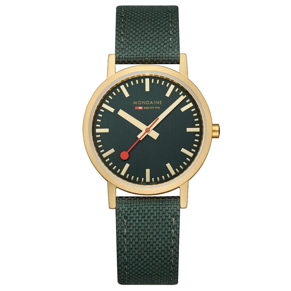 Mondaine Official Swiss Railways Classic Forest Green Textile 36mm Watch - Image 6