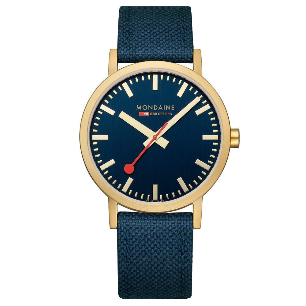 Mondaine Official Swiss Railways Classic Deep Ocean Blue Textile 40mm Watch - Image 6