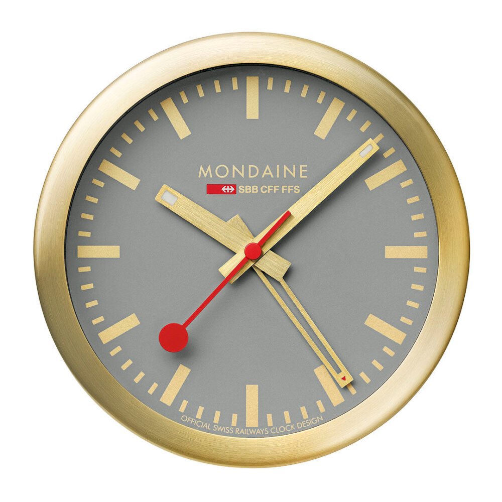 Mondaine Official Swiss Railways Good Grey Alarm Clock 125mm - Image 3