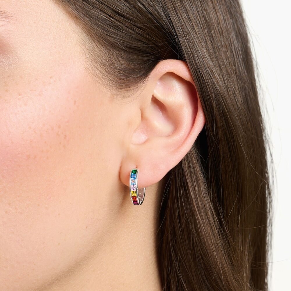 THOMAS SABO Hoop earrings colourful stones pavé silver - Image 2