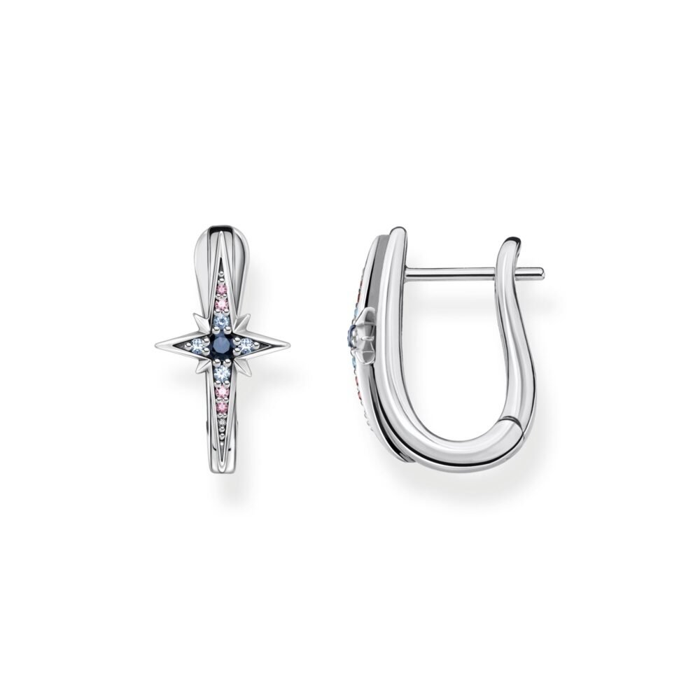 Thomas Sabo Hoop earrings royalty star dark blue stone