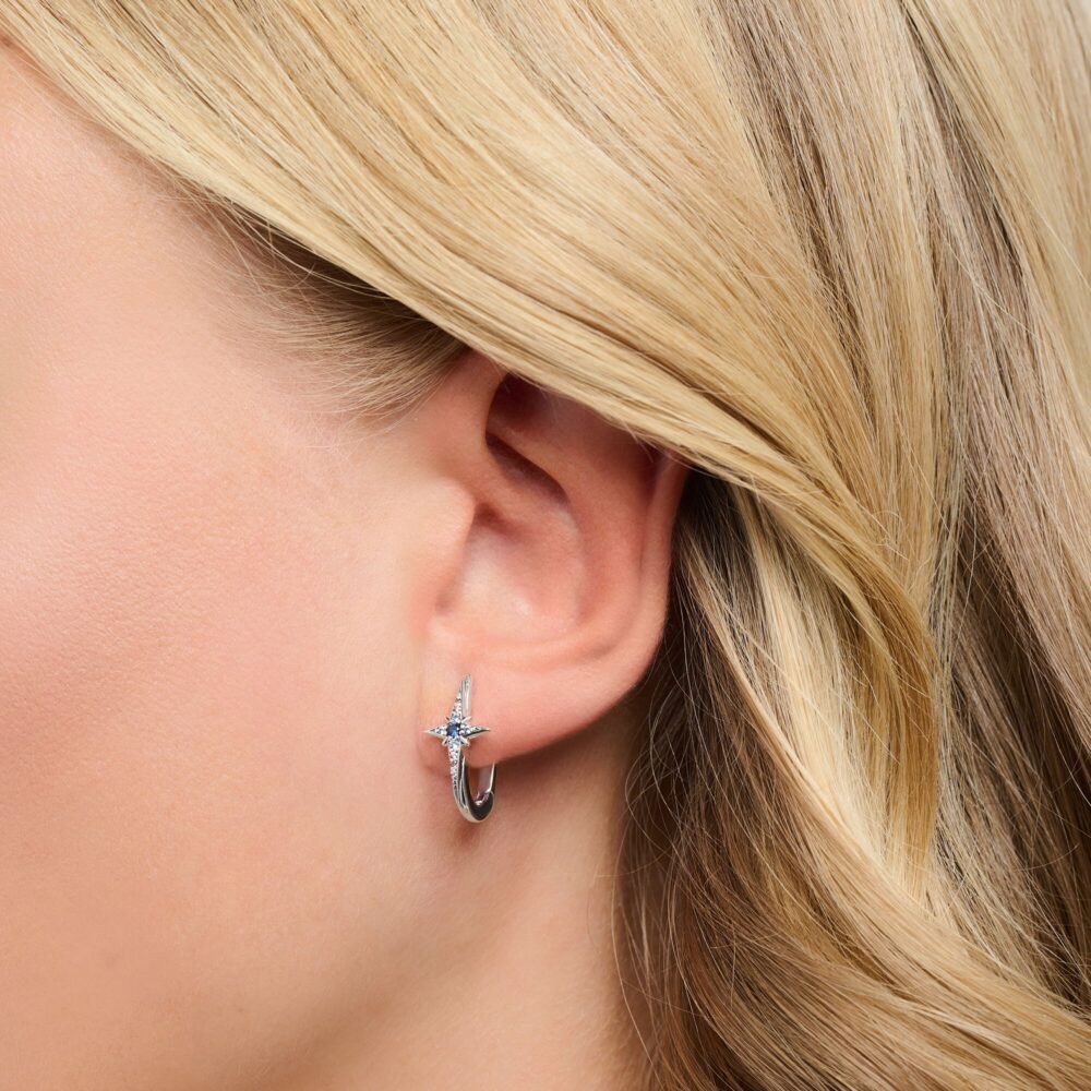 Thomas Sabo Hoop earrings royalty star dark blue stone - Image 2
