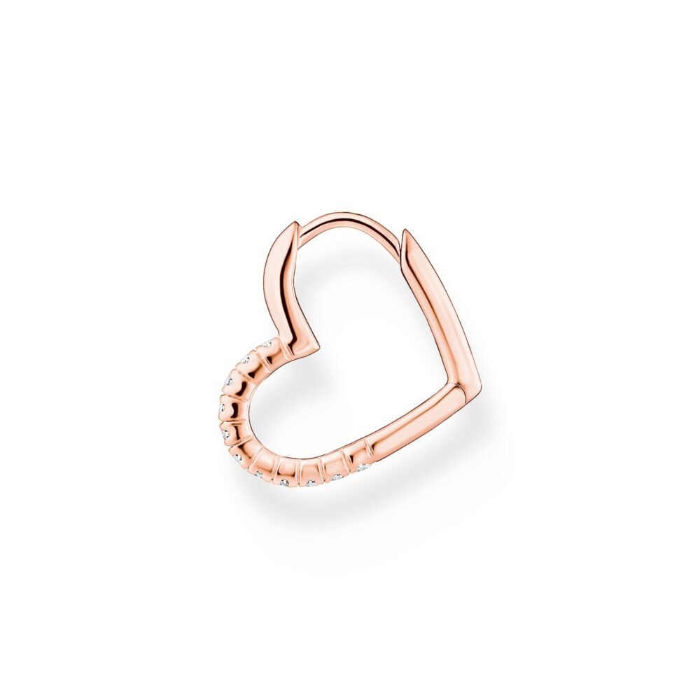 Thomas Sabo Single hoop earring heart with white stones rose gold - Image 2