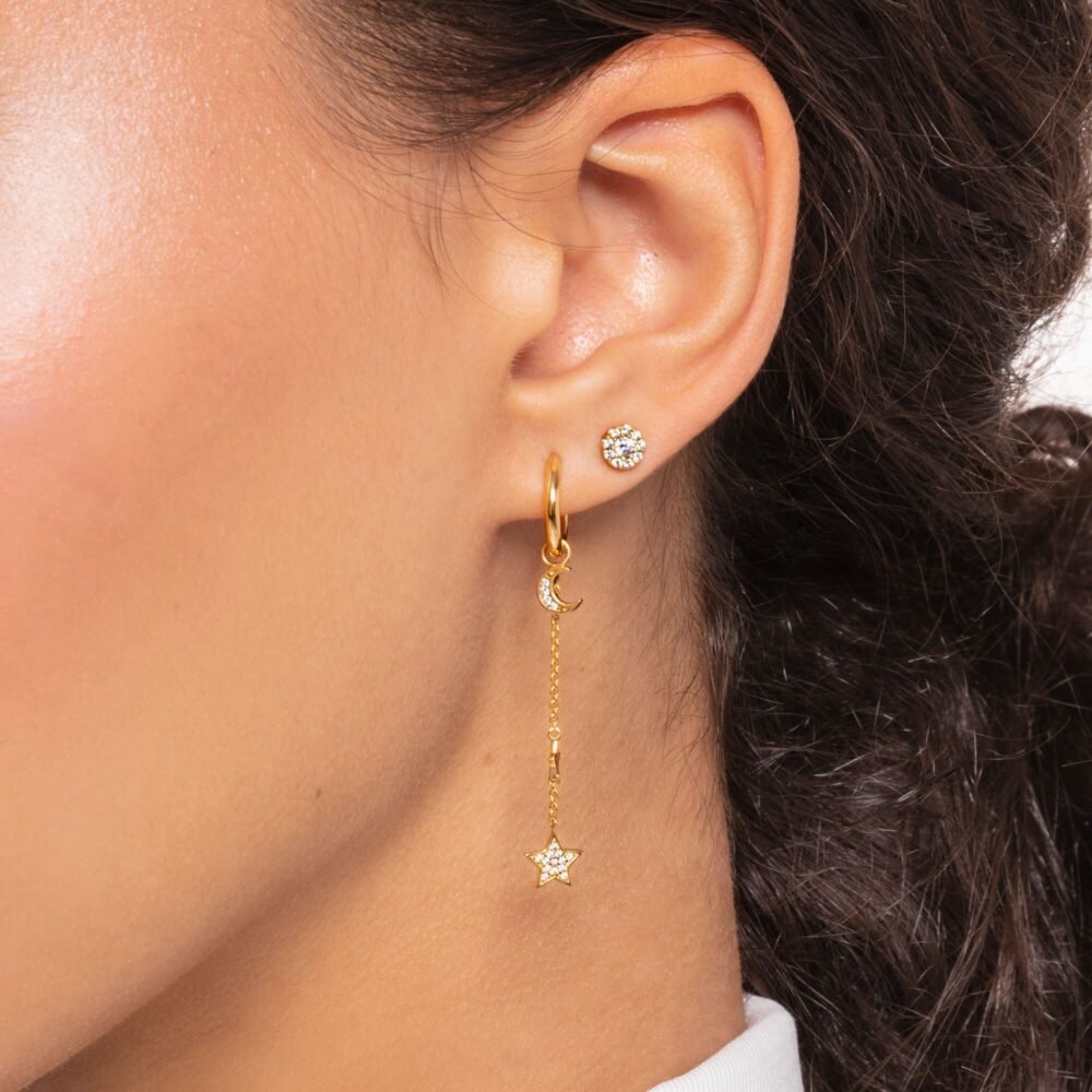 Thomas Sabo Single hoop earring with moon pendant gold - Image 3