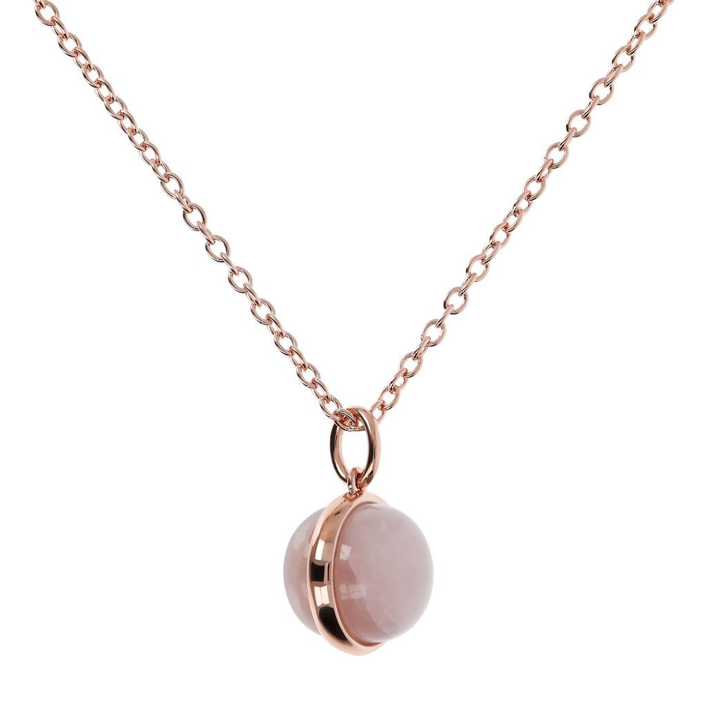 Cabochon Cut Genuine Gemstone Pendant Necklace Rose Quartz