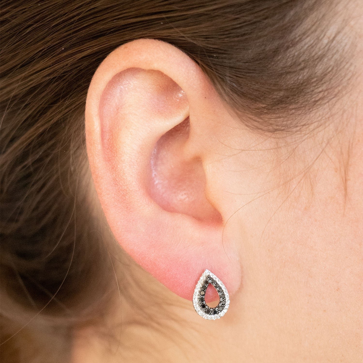 Black & White Diamond Earrings with 0.40ct Diamonds in 9K White Gold - Image 2