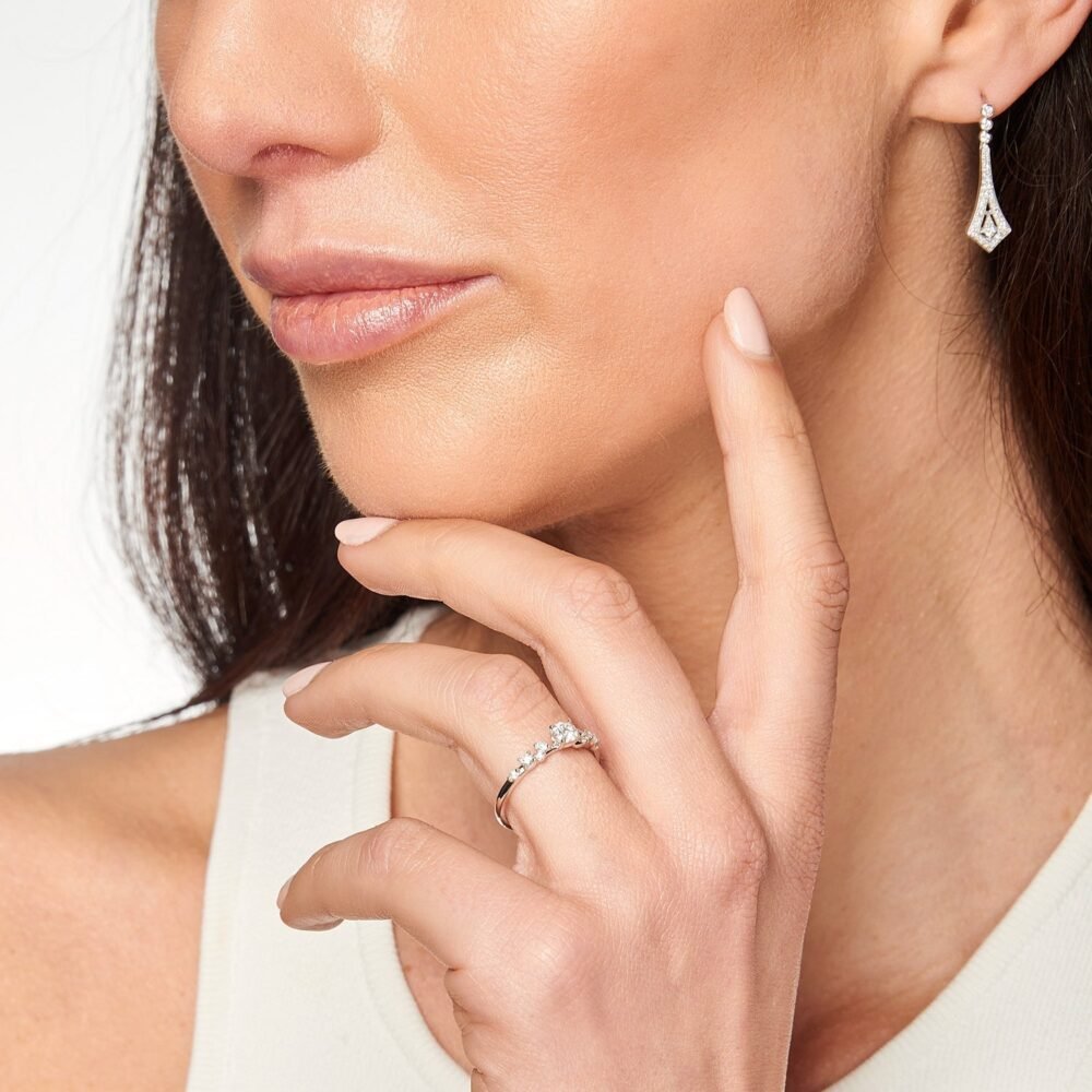Diamond Drop Earrings with 0.33ct Diamonds in 9K White Gold - Image 2