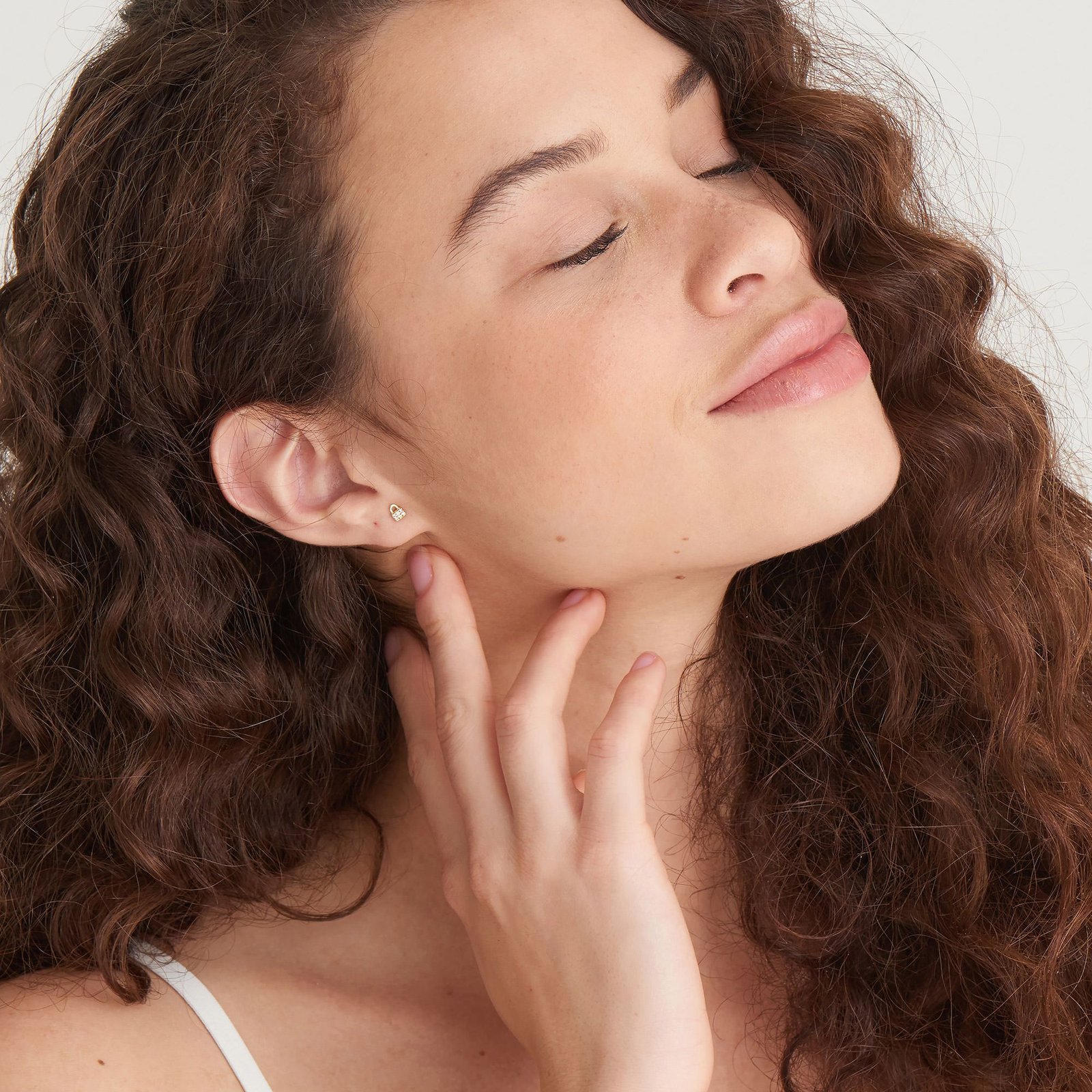 Ania Haie Gold Padlock Sparkle Stud Earrings - Image 2