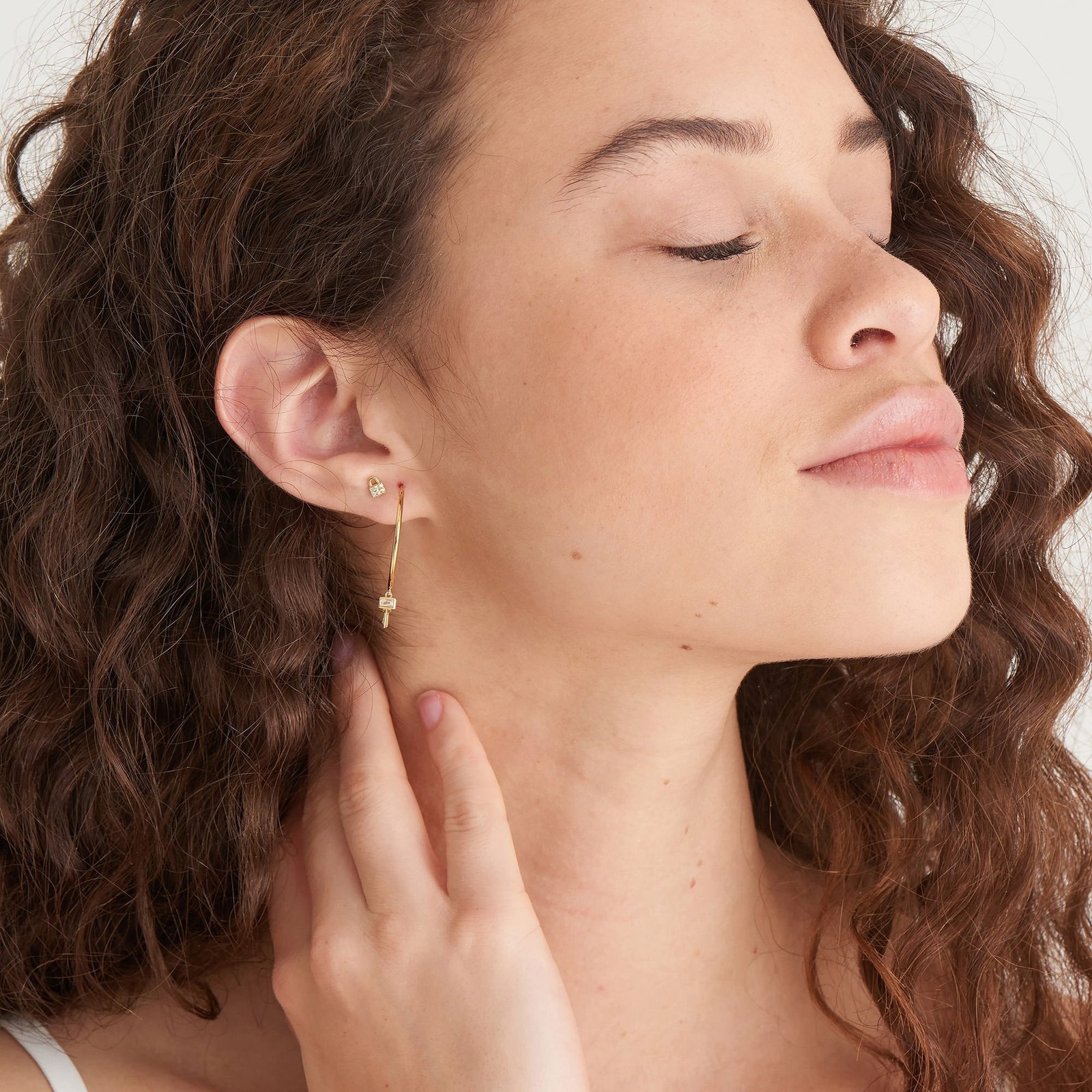 Ania Haie Gold Padlock Sparkle Stud Earrings - Image 3