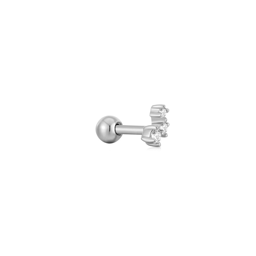 Silver Sparkle Galaxy Barbell Single Earring - Image 4