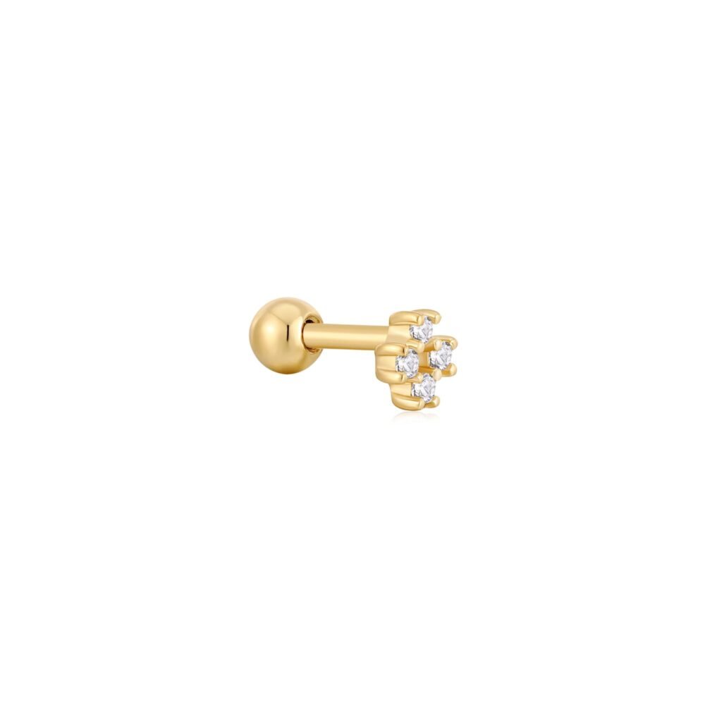 Gold Sparkle Cross Barbell Single Earring - Image 3