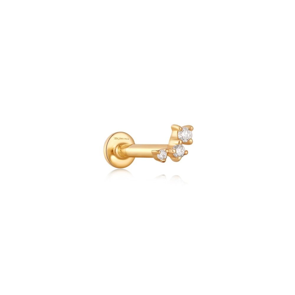 Ania Haie 14kt Gold Stargazer Triple Natural Diamond Single Labret Earring - Image 4