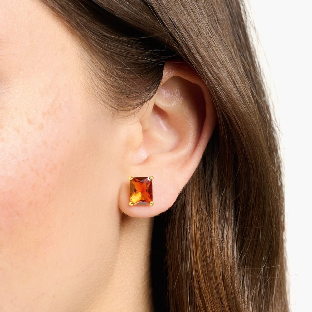 THOMAS SABO Ear studs orange stone gold - Image 2