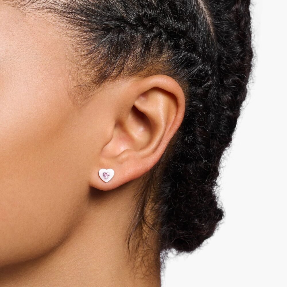 THOMAS SABO Pink Heart Stud Earrings - Image 2