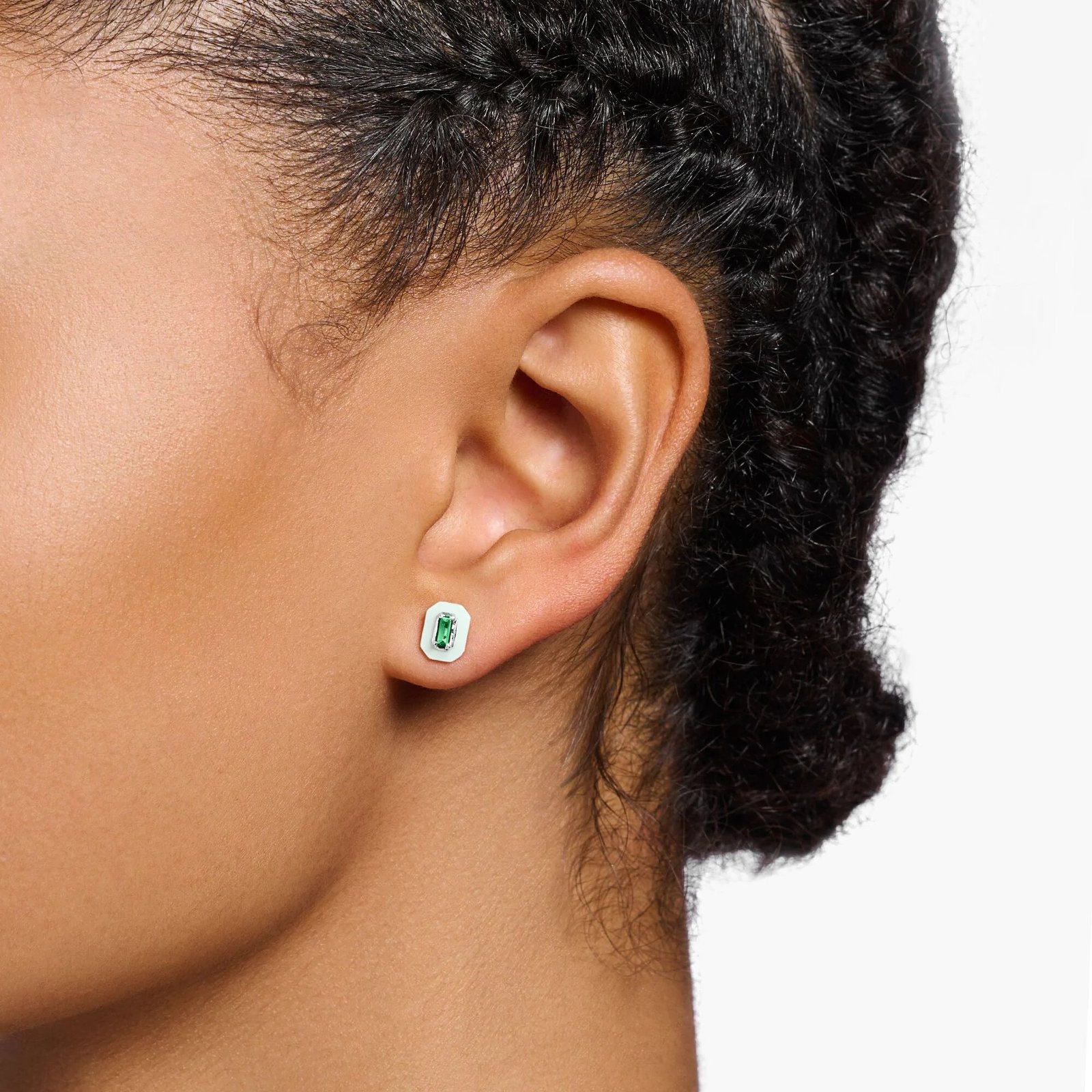THOMAS SABO Green Octagon Stone Ear Studs - Image 2