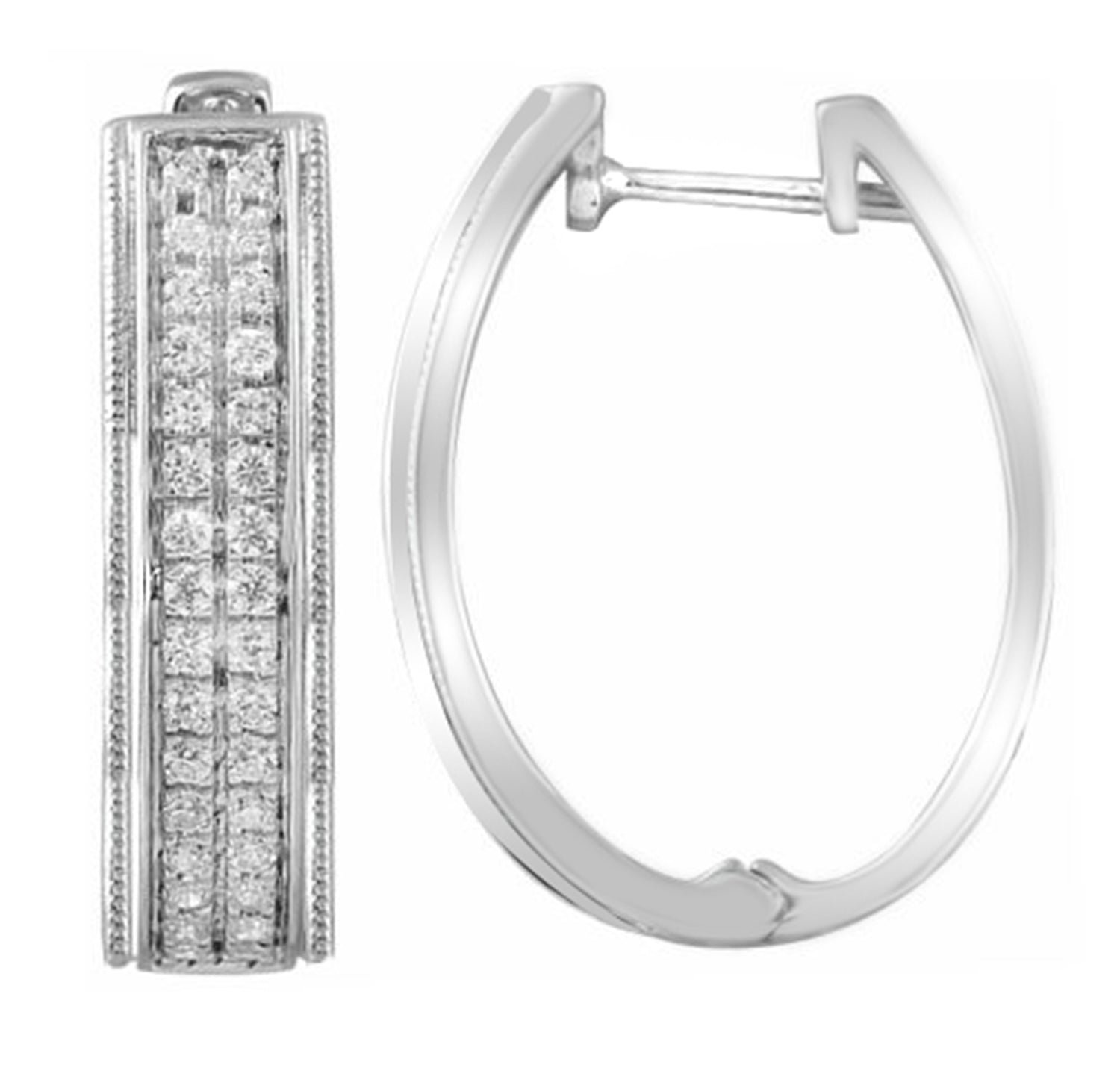 Huggie Earrings with 0.50ct Diamonds in 9K White Gold