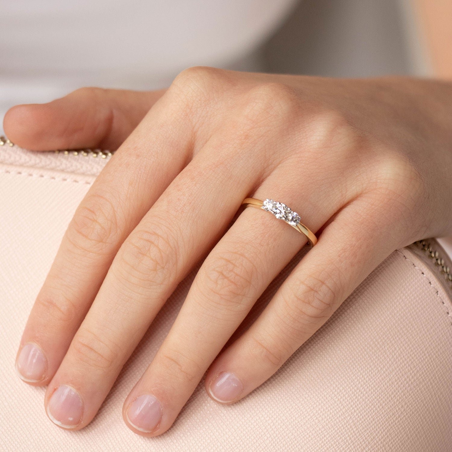 Three Stone Ring with 0.50ct Diamonds in 9K Yellow Gold - Image 2