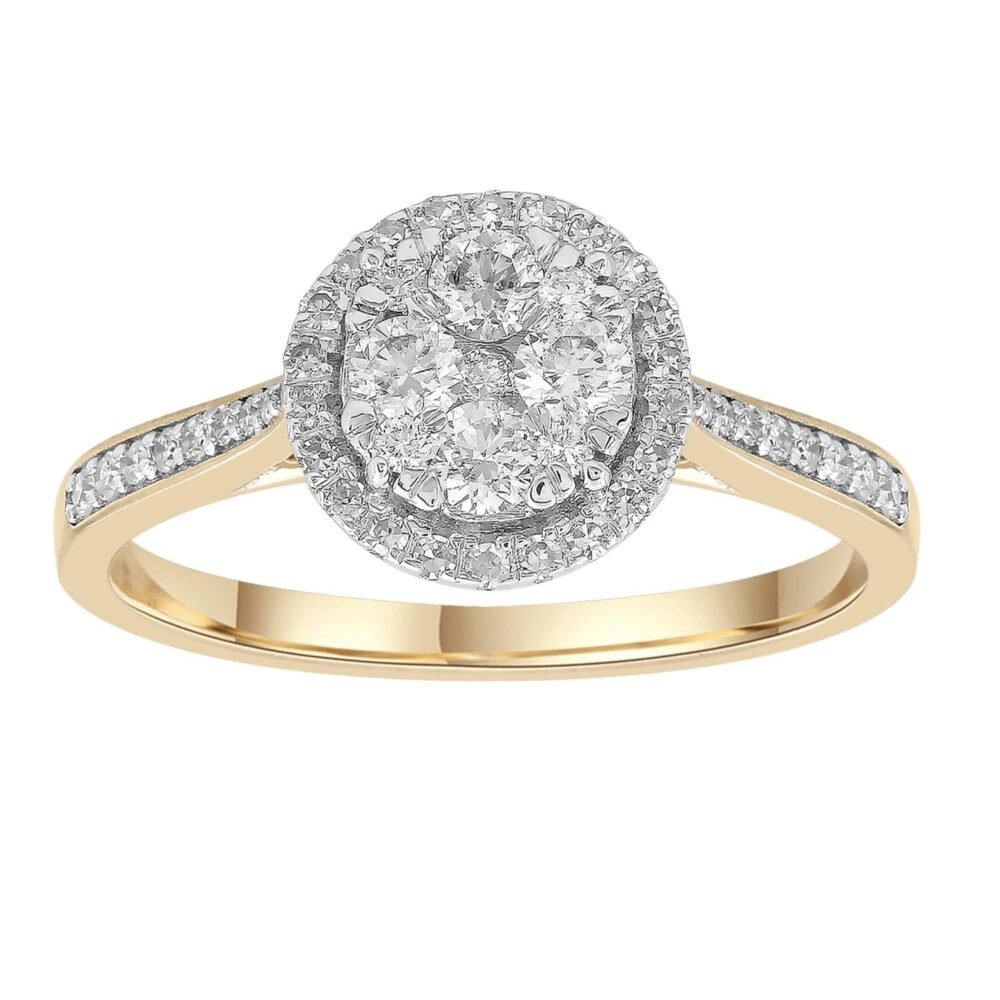 Cluster Ring with 0.50ct Diamonds in 9K Yellow Gold