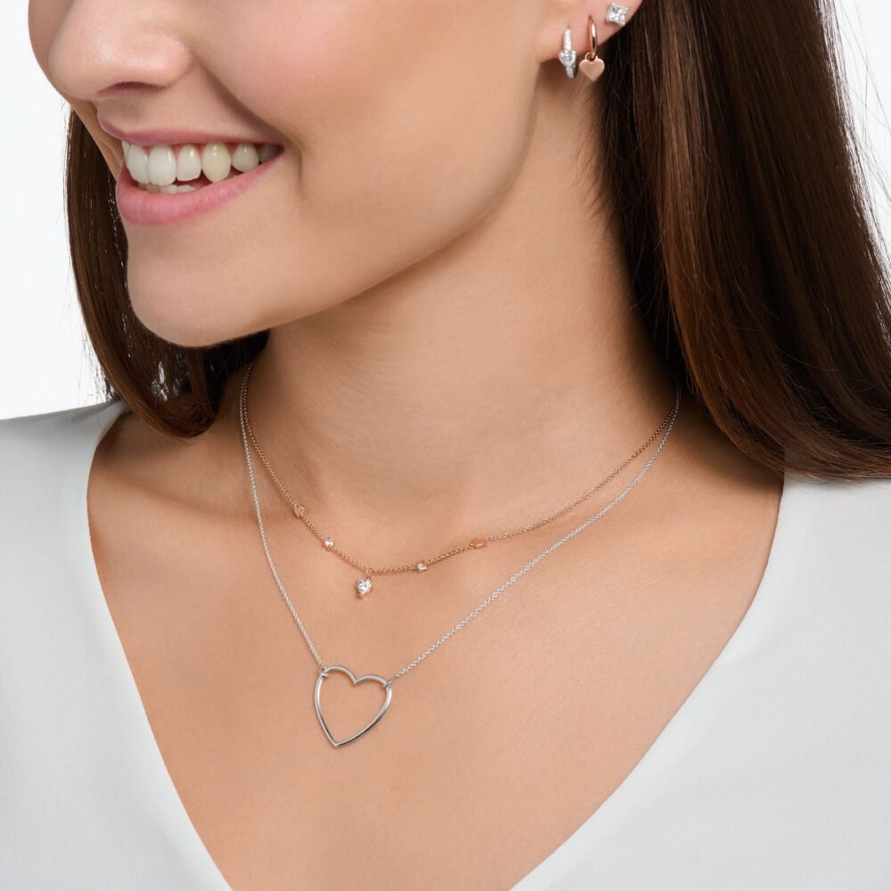 Thomas Sabo Necklace with hearts and white stones rose gold - Image 2