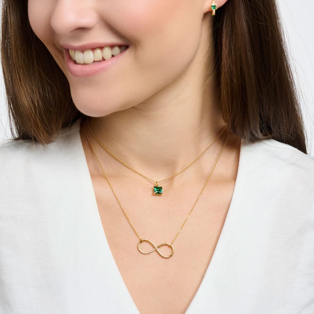 THOMAS SABO Necklace with green stone gold - Image 2