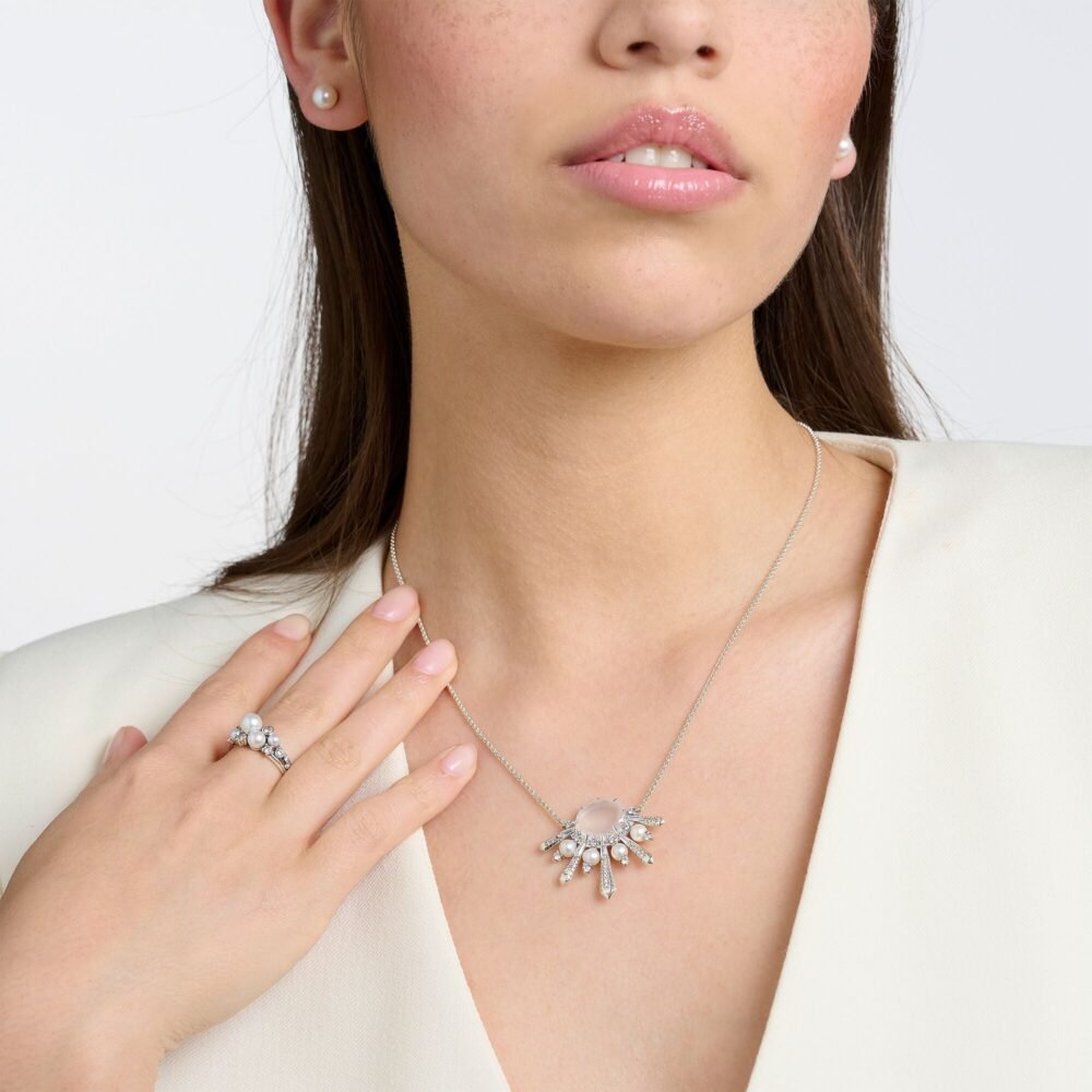 THOMAS SABO Necklace milky quartz with winter sun rays silver - Image 3