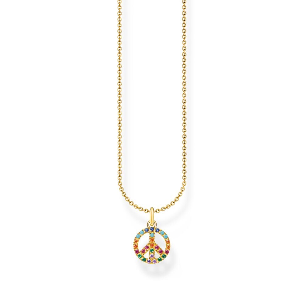 THOMAS SABO Necklace peace with colourful stones gold