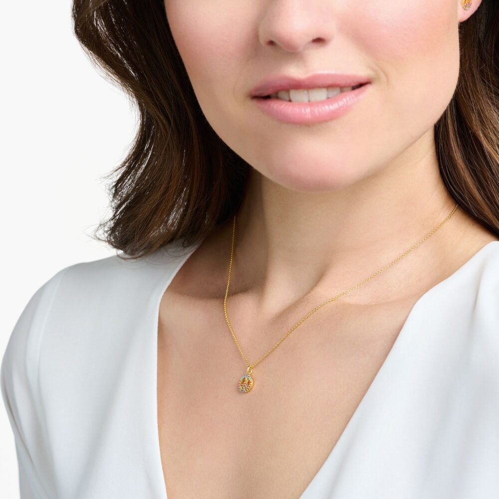 THOMAS SABO Necklace peace with colourful stones gold - Image 2