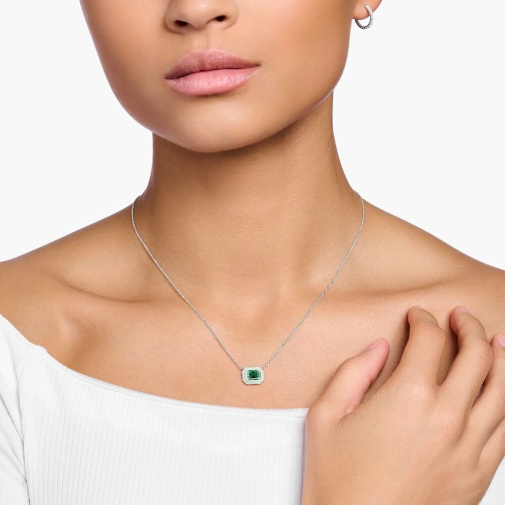 THOMAS SABO Octagon Green Stone Necklace - Image 3
