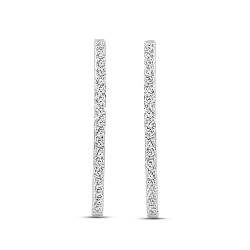 2.00ct Lab Grown Diamond Hoop Earrings in 18K White Gold - Image 3