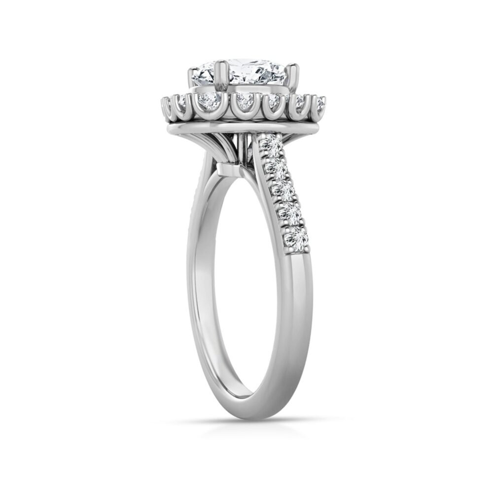 2.75ct Lab Grown Halo Diamond Ring in 18K White Gold - Image 3