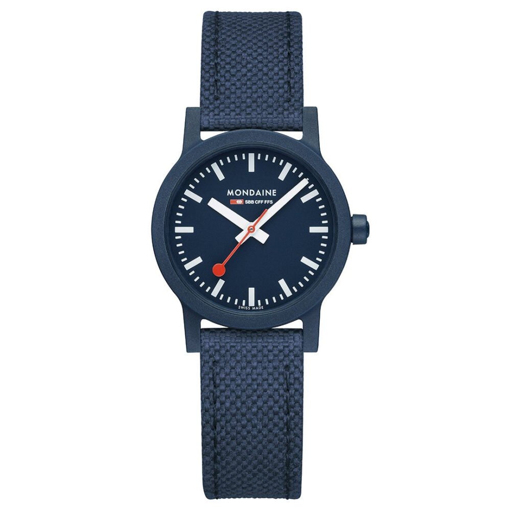 Mondaine Official Swiss Railways Essence Deep Ocean Blue Sustainable Watch 32mm - Image 3