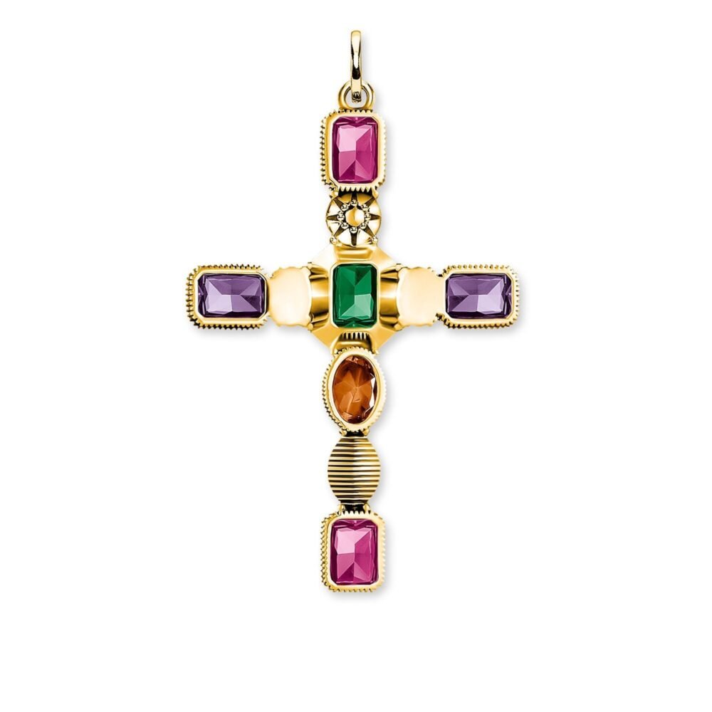 Thomas Sabo Pendant Cross Colourful Stones - Image 3